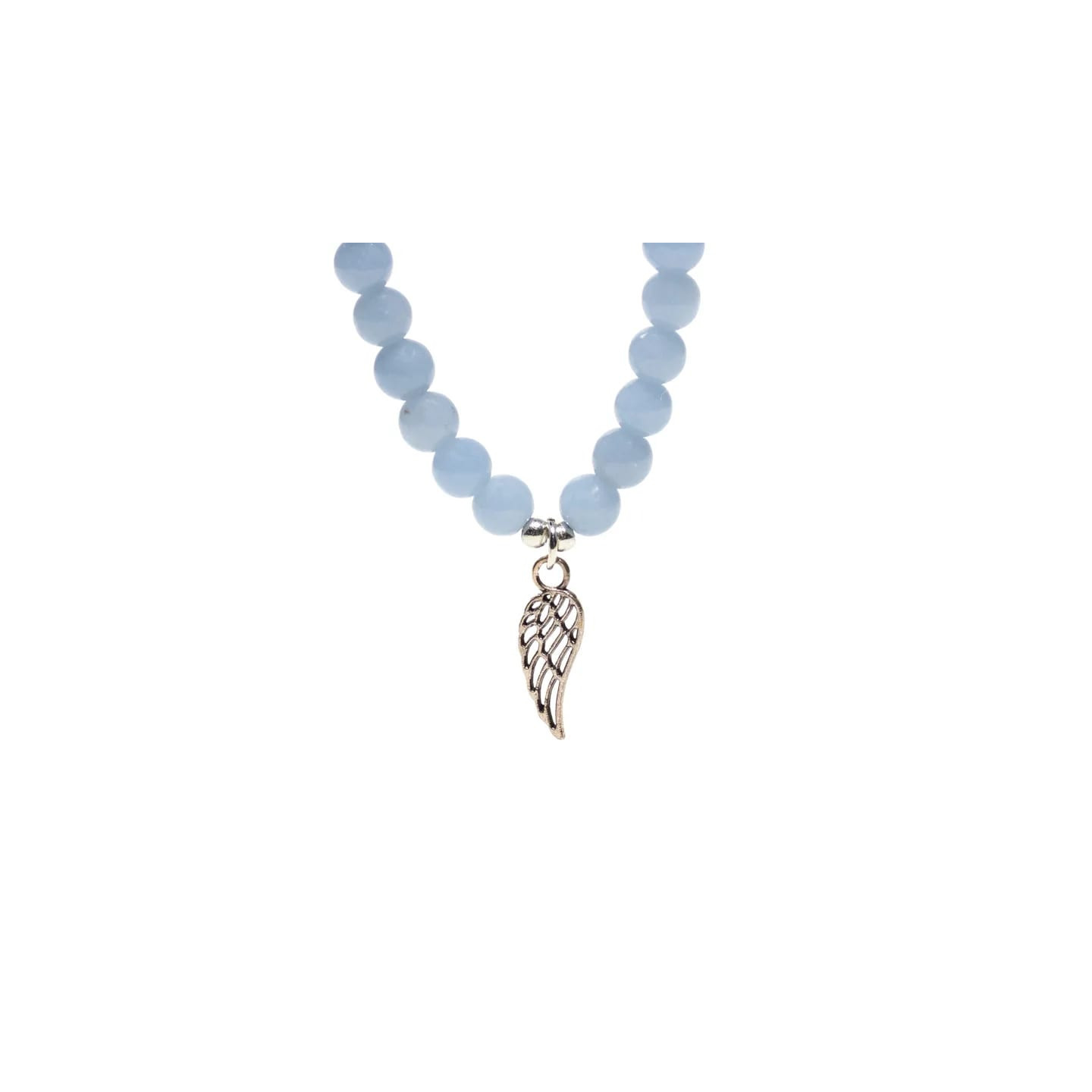 Bracelet en angélite élastique avec aile d'ange | Pieralune