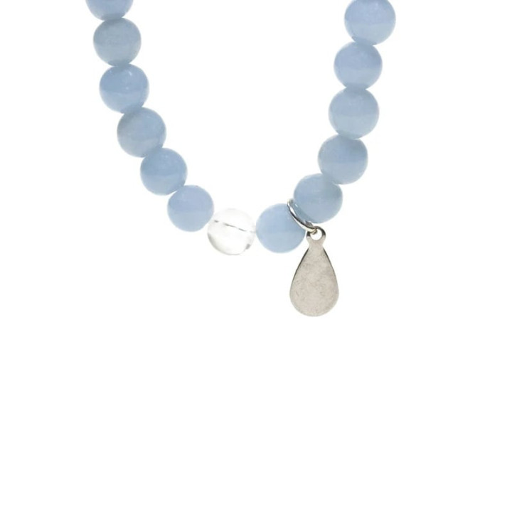 Bracelet en angélite élastique avec aile d'ange | Pieralune