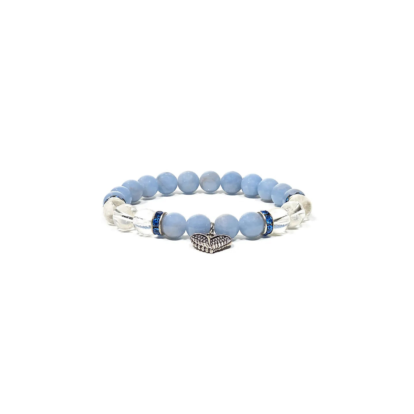 Bracelet élastique en angélite/cristal de roche | Pieralune
