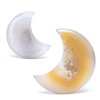 Agate en forme de lune avec cristallisation | Pieralune