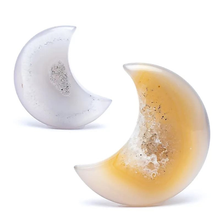 Agate en forme de lune avec cristallisation | Pieralune