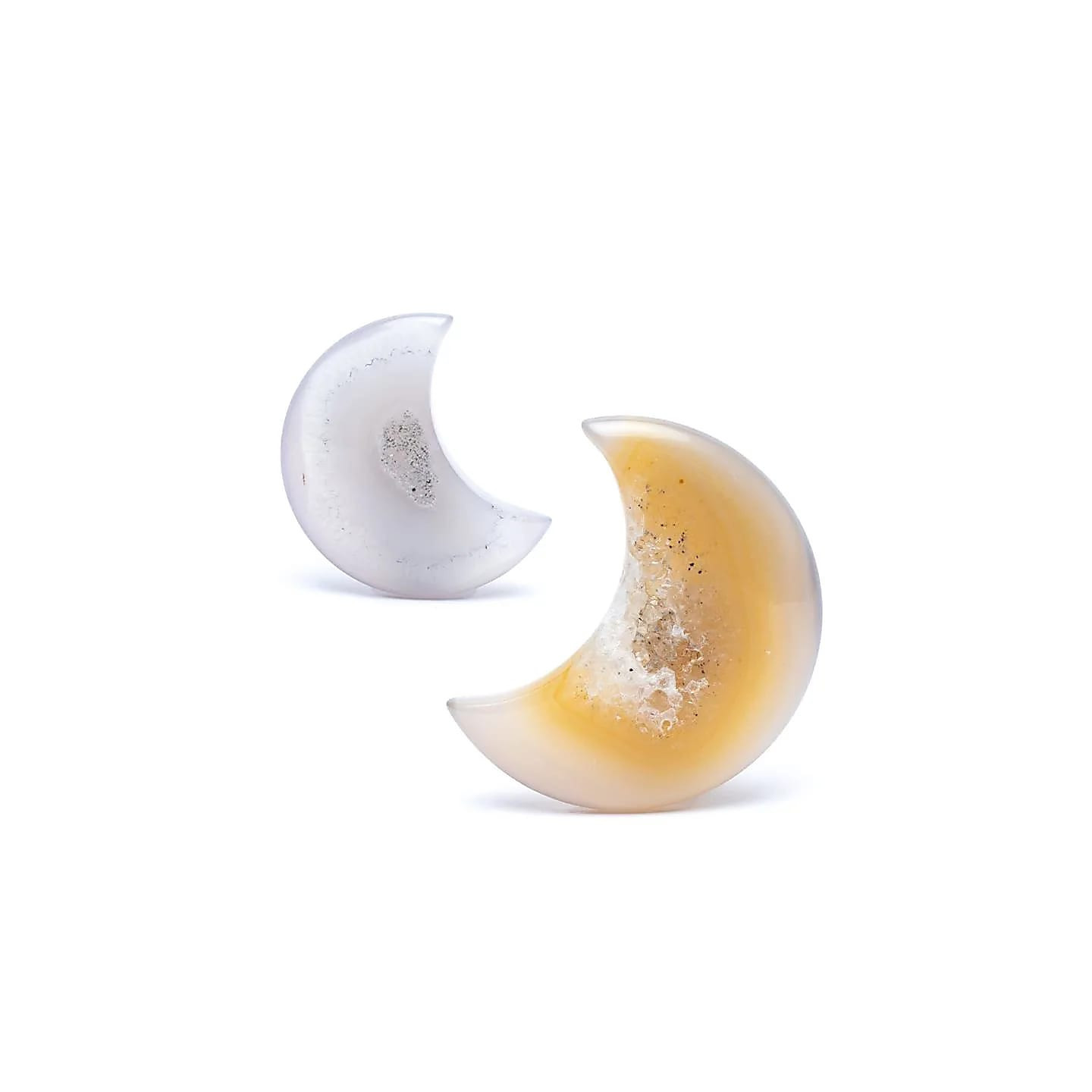 Agate en forme de lune avec cristallisation | Pieralune