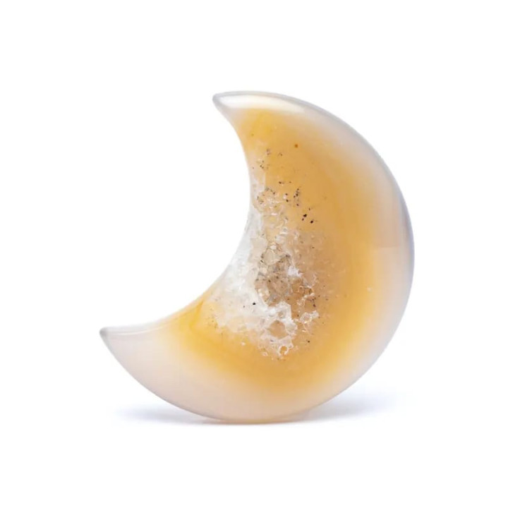 Agate en forme de lune avec cristallisation | Pieralune
