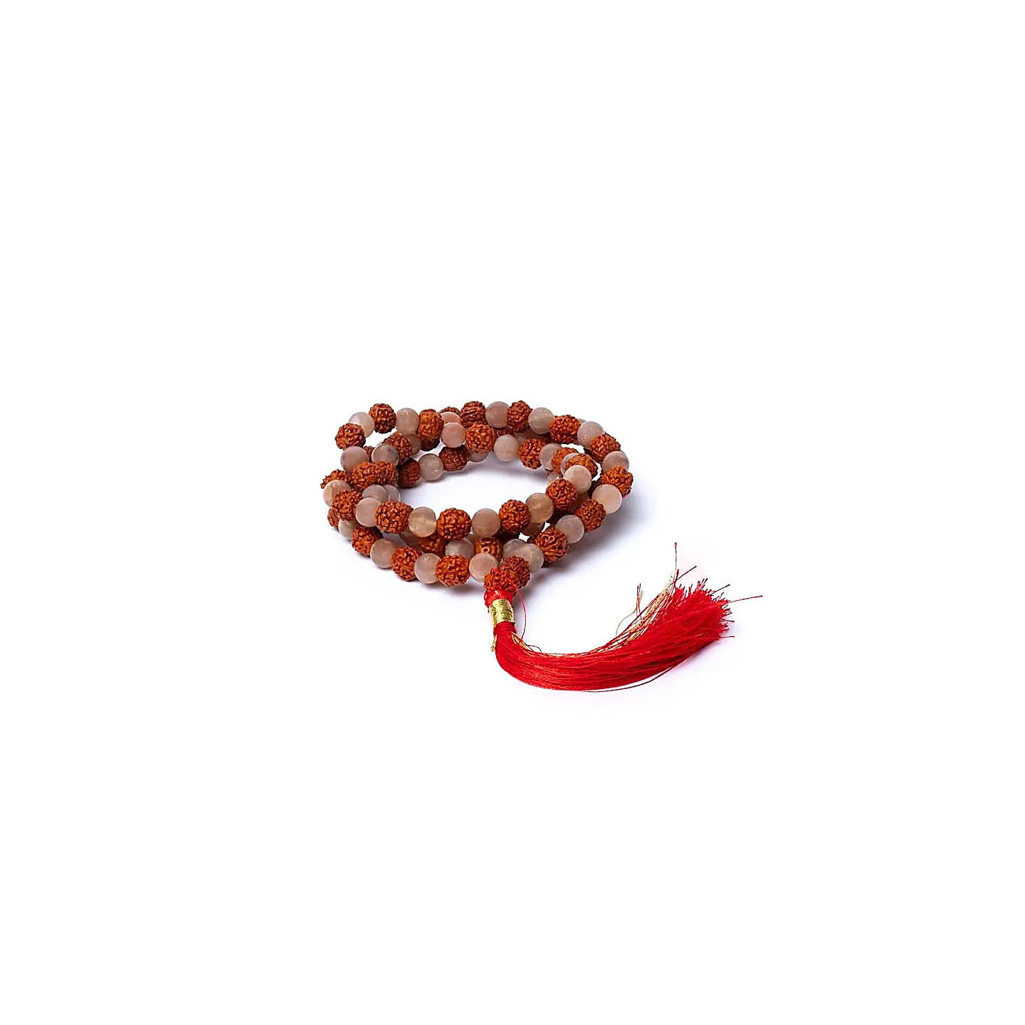 Mala pierre de lune pêche/rudraksha qualité AA en pochette | Pieralune