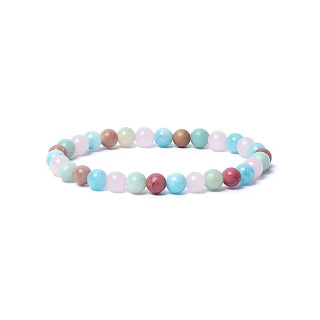 Bracelet aigue-marine/quartz rose/amazonite/thulite éla... | Pieralune