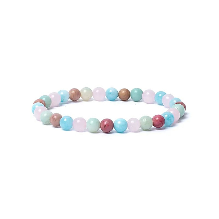 Bracelet aigue-marine/quartz rose/amazonite/thulite éla... | Pieralune