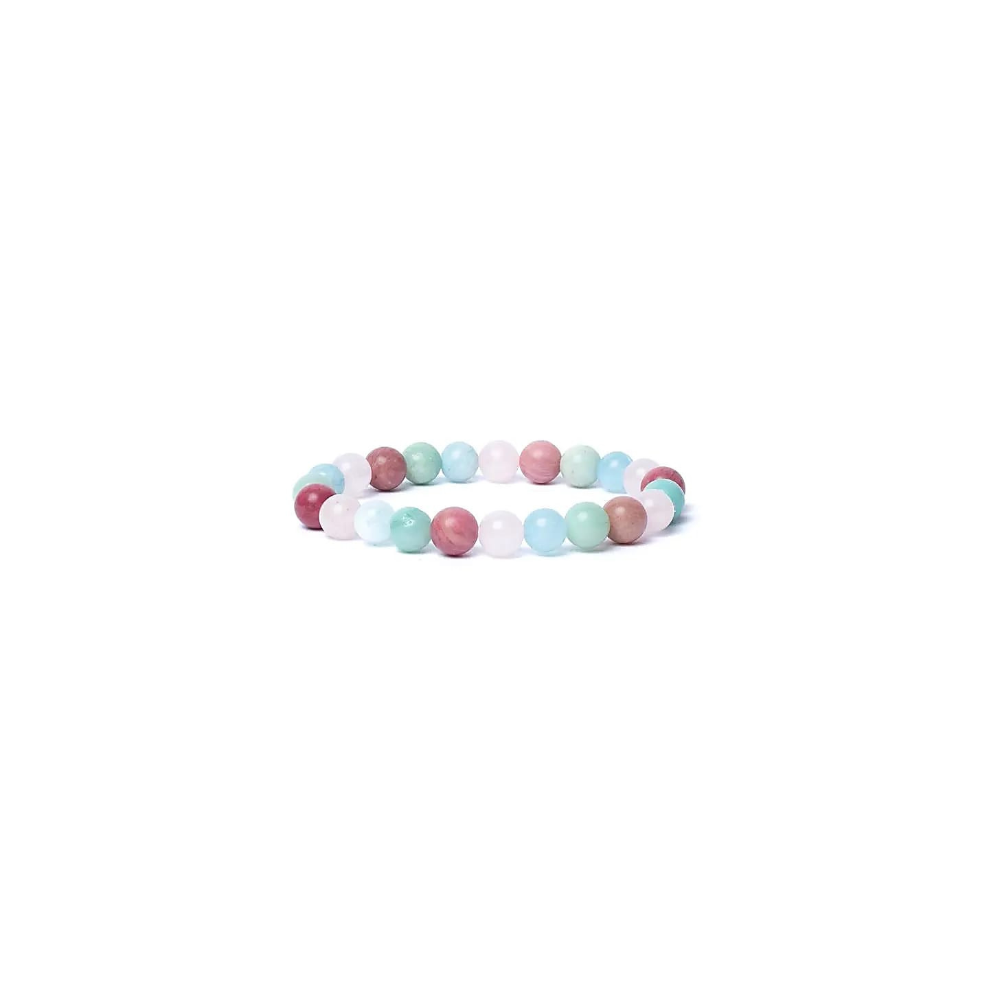 Bracelet aigue-marine/quartz rose/amazonite/thulite éla... | Pieralune