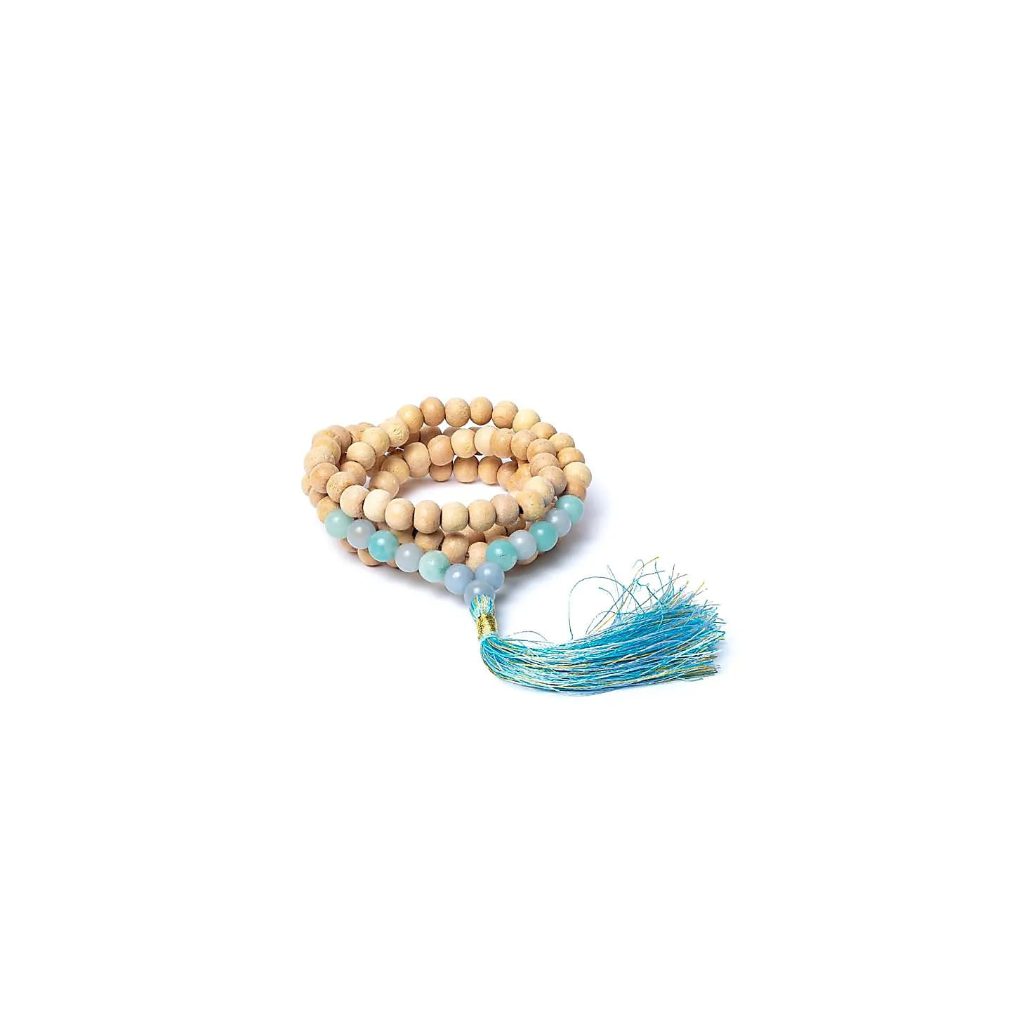 Mala Tulsi avec angélite/amazonite qualité AA en pochette | Pieralune