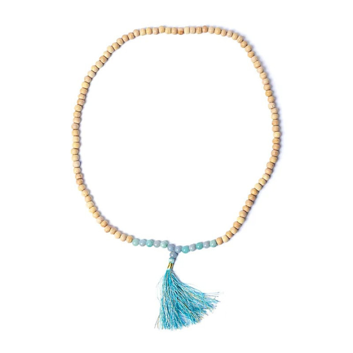Mala Tulsi avec angélite/amazonite qualité AA en pochette | Pieralune
