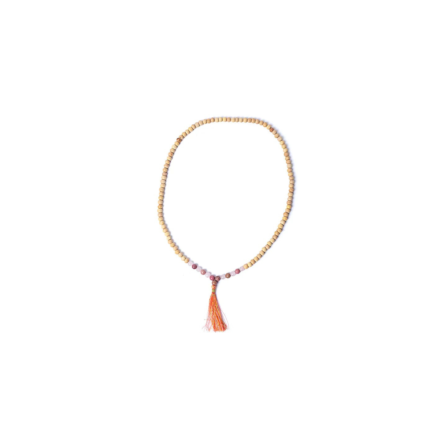 Mala Tulsi avec thulite/quartz rose qualité AA en pochette | Pieralune