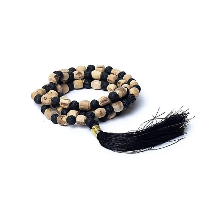 Mala tulsi/ pierre de lave en pochette | Pieralune