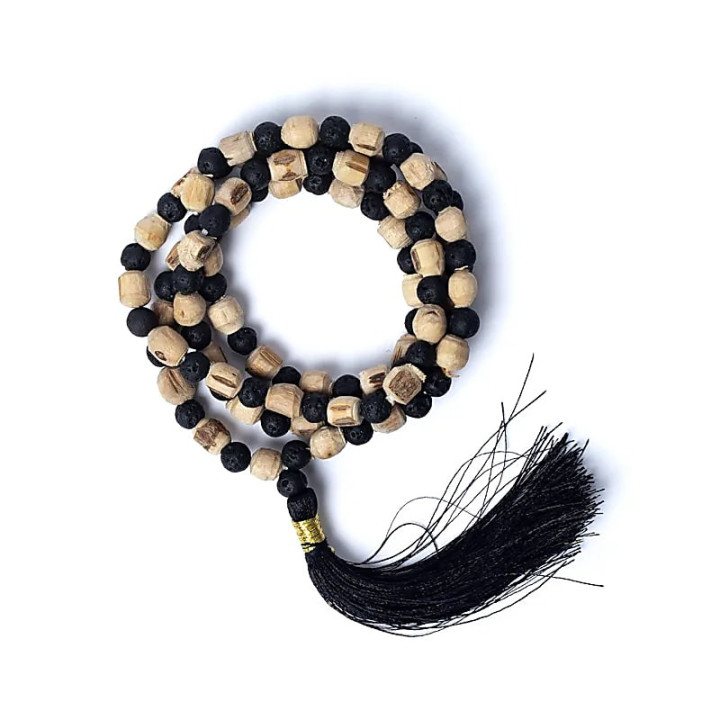 Mala tulsi/ pierre de lave en pochette | Pieralune