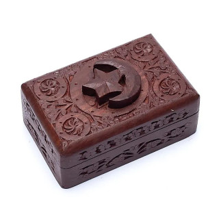 Boîte tarots étoile et lune bois sculpté | Pieralune