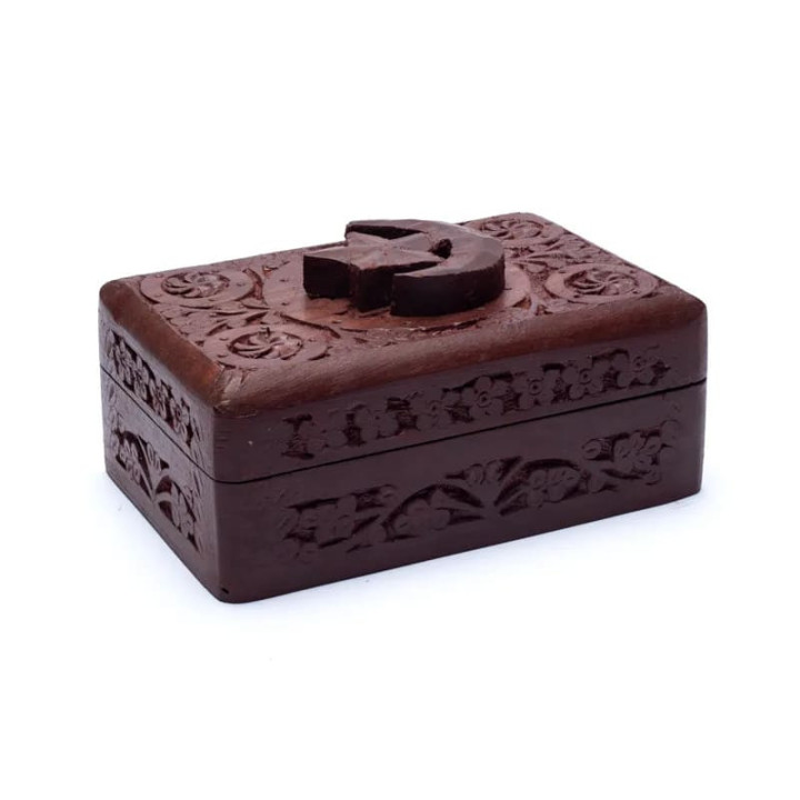 Boîte tarots étoile et lune bois sculpté | Pieralune