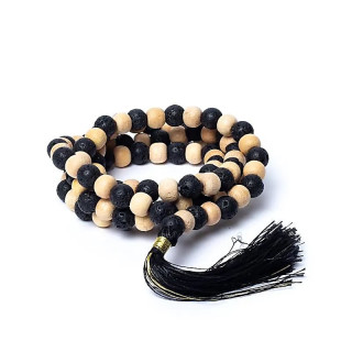 Mala tulsi/ pierre de lave en pochette | Pieralune