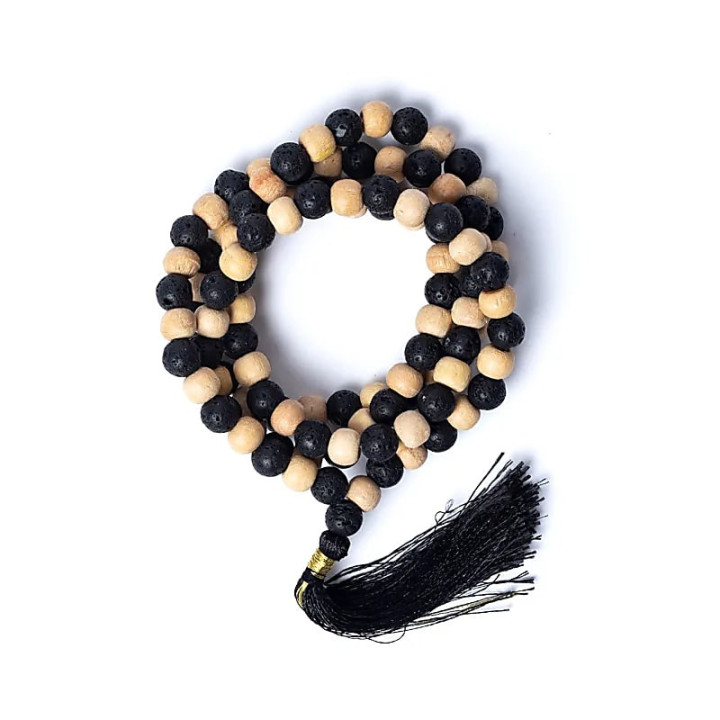 Mala tulsi/ pierre de lave en pochette | Pieralune