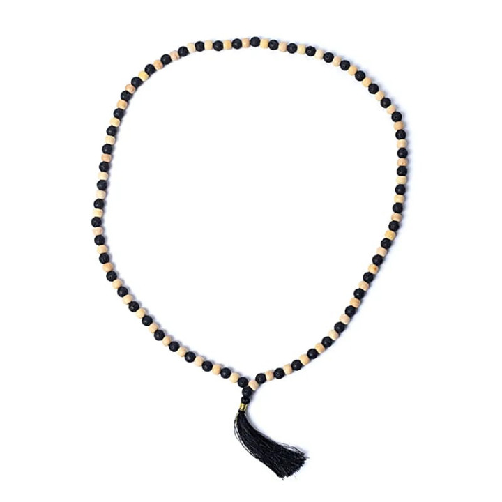 Mala tulsi/ pierre de lave en pochette | Pieralune