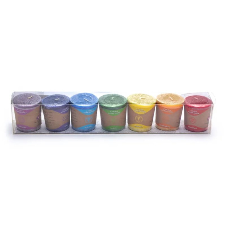 Bougies votives parfumées Chakras confection x7 -- 4.5x4 cm