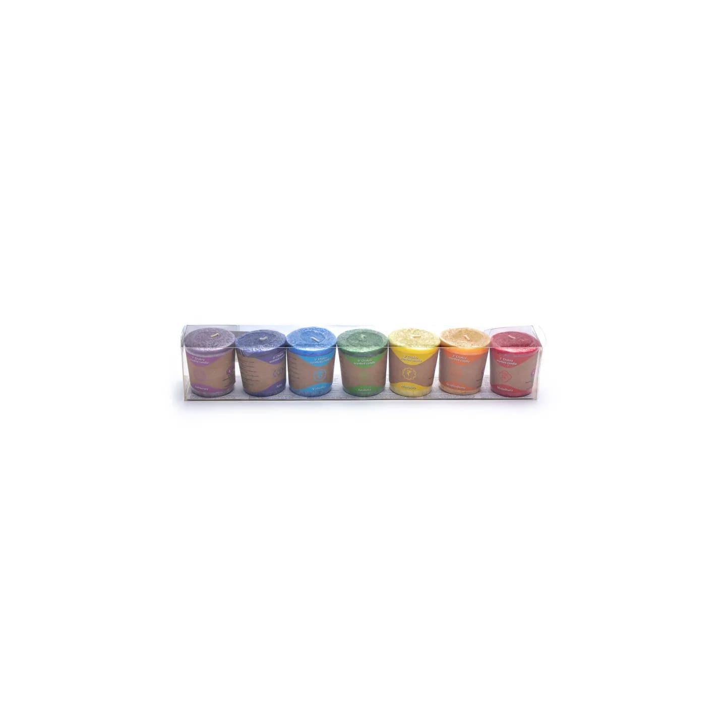 Bougies votives parfumées Chakras confection x7 -- 4.5x4 cm