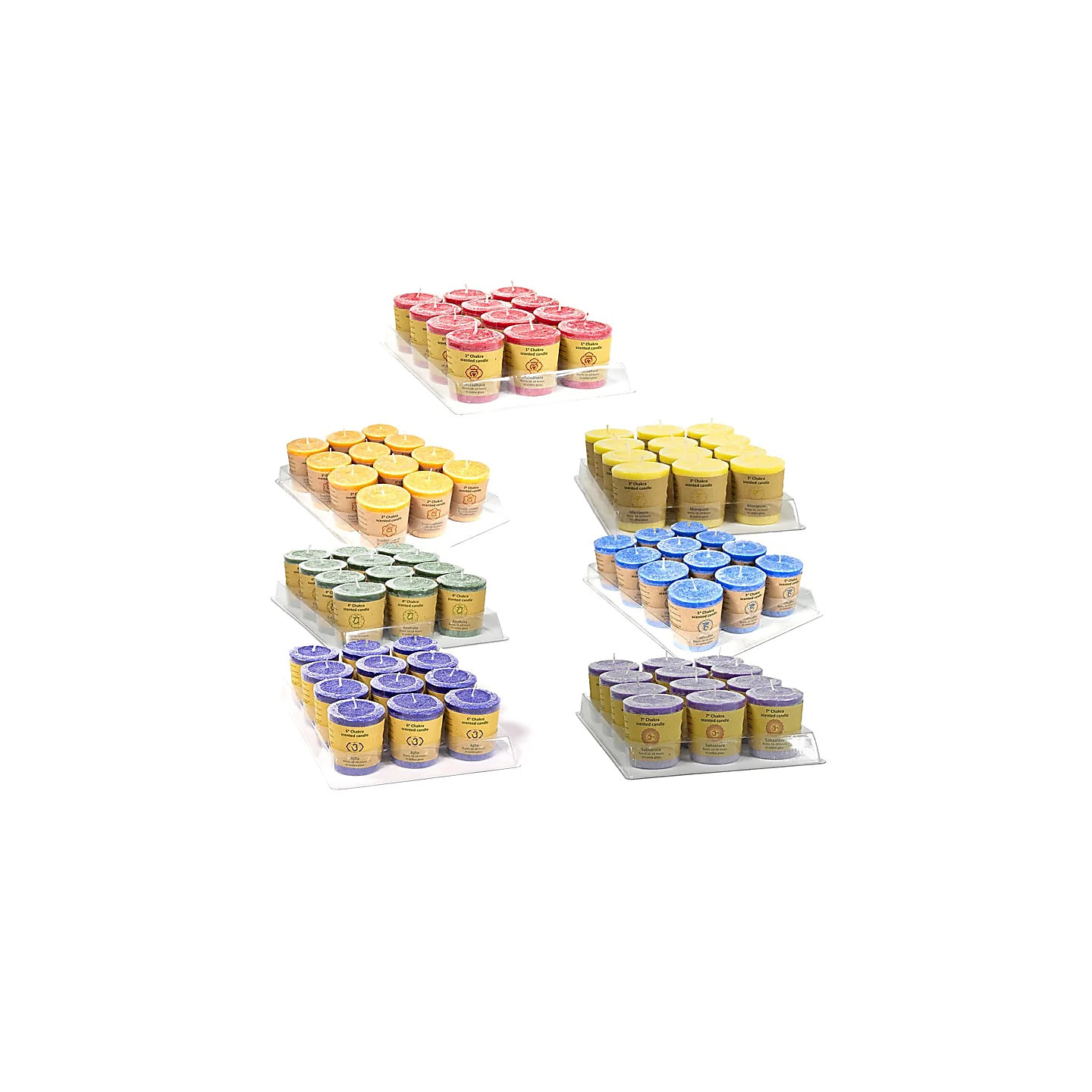 Chakras bougies de stearine assortiment de 7x12 -- 4.5x4 cm