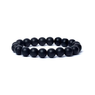 Bracelet onyx noir finition mat élastique qualité AA | Pieralune