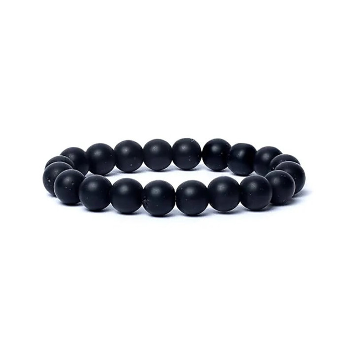 Bracelet onyx noir finition mat élastique qualité AA | Pieralune