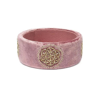 Vide-poche en velours vieux rose avec Fleur de Vie