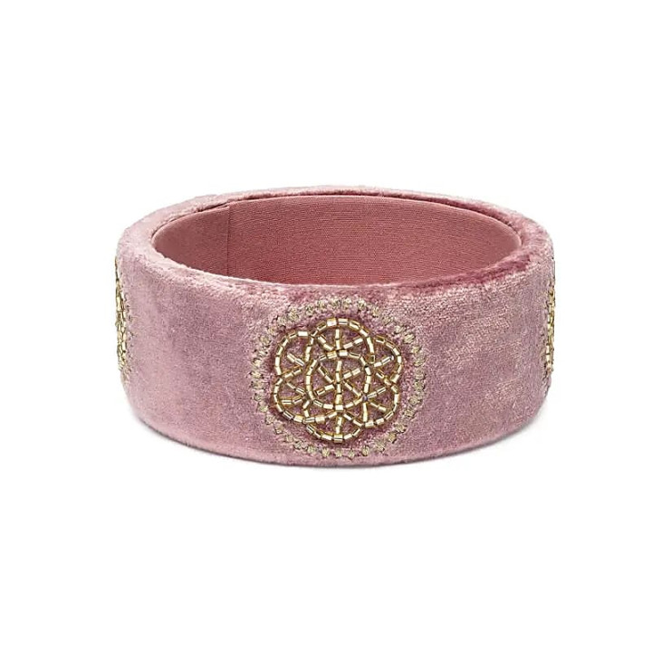 Vide-poche en velours vieux rose avec Fleur de Vie