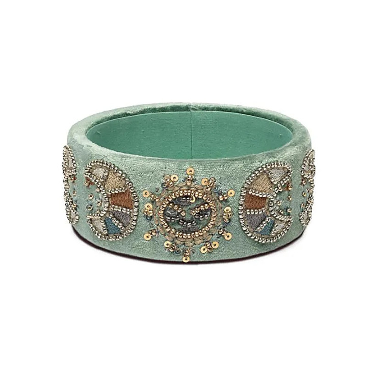 Vide-poche en velours menthe avec phases de la lune