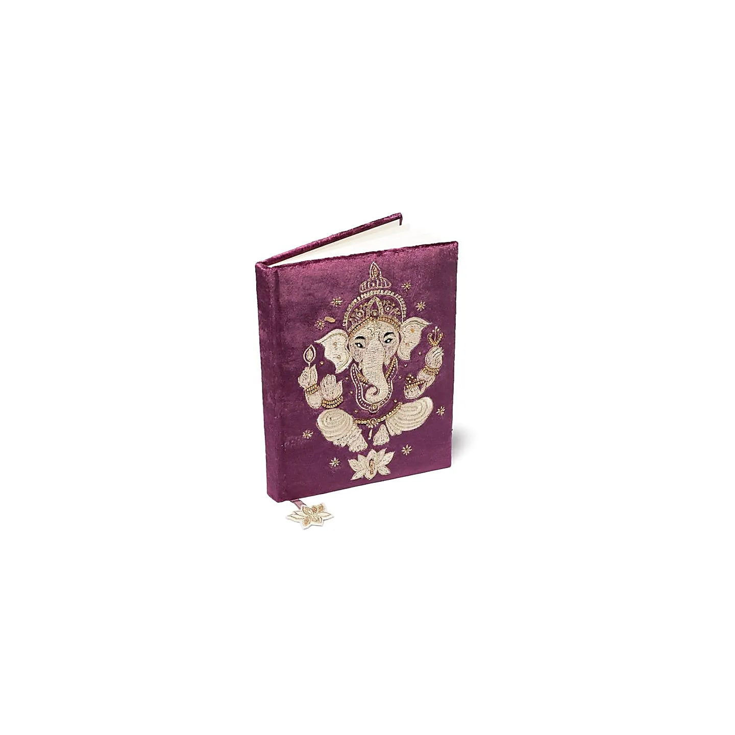 Carnet de notes velours violet avec Ganesha