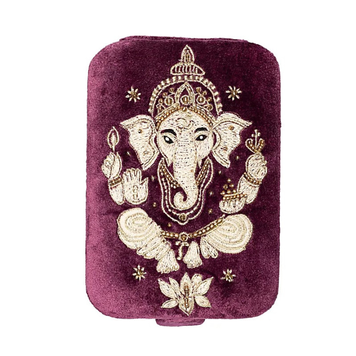 Coffret à bijoux / tarot velours violet avec Ganesha