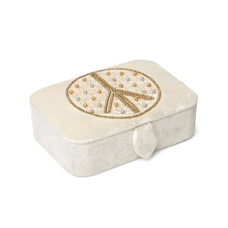 Coffret à bijoux / tarot velours blanc cassé avec Fleur de Vie symbole de la paix