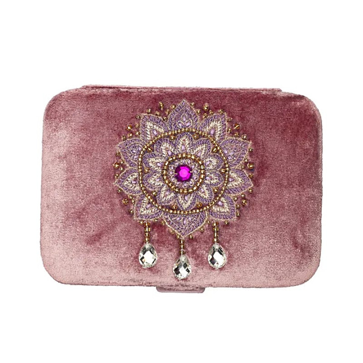 Coffret à bijoux / tarot velours lilas avec Mandala