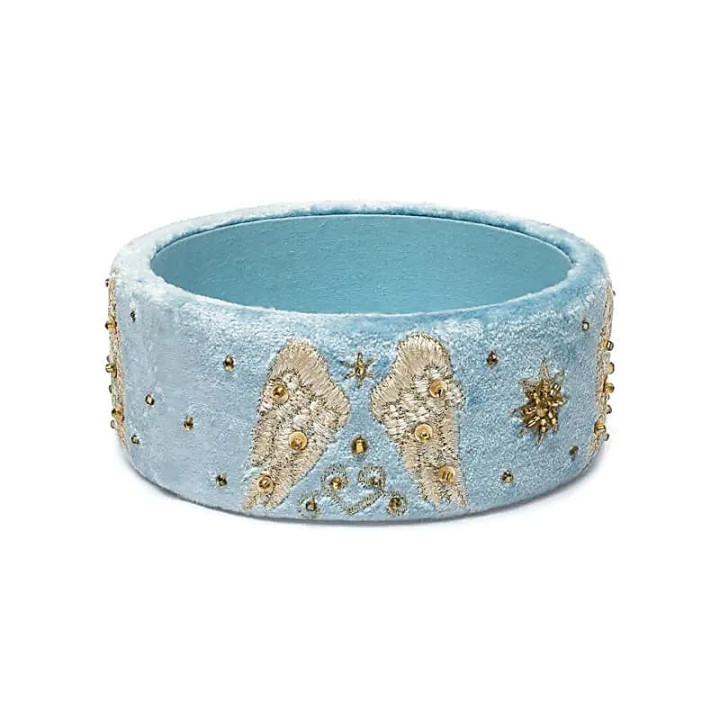 Vide-poche en velours bleu avec ailes d’ange