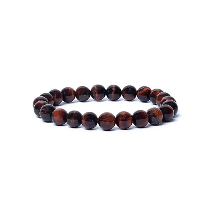 Bracelet élastique oeil de tigre rouge qualité AA | Pieralune