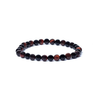 Bracelet onyx noir/oeil de tigre rouge élastique qualit... | Pieralune