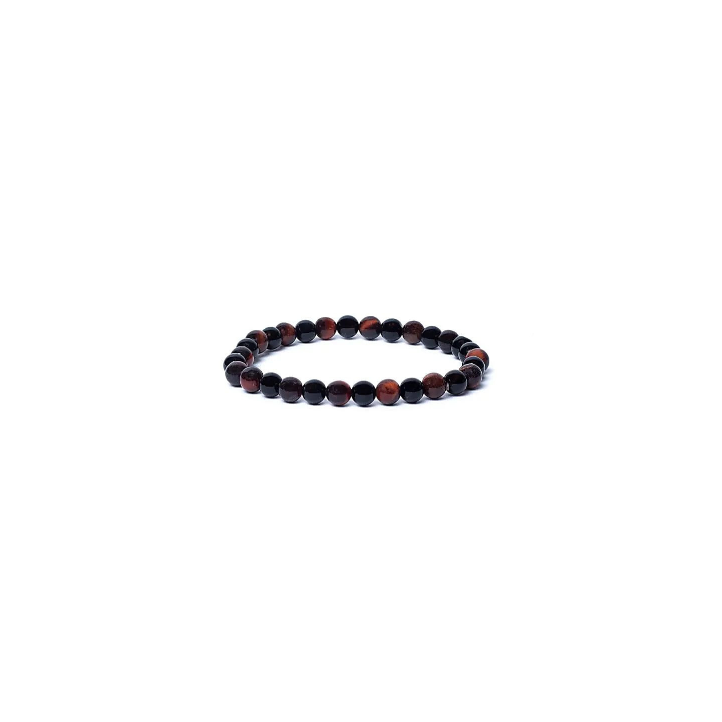 Bracelet onyx noir/oeil de tigre rouge élastique qualit... | Pieralune