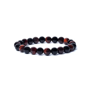 Bracelet onyx noir/oeil de tigre rouge élastique qualit... | Pieralune
