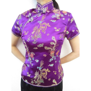 Shanghai blouse dragon/phoenix purple