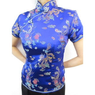 Shanghai blouse dragon/phoenix blue
