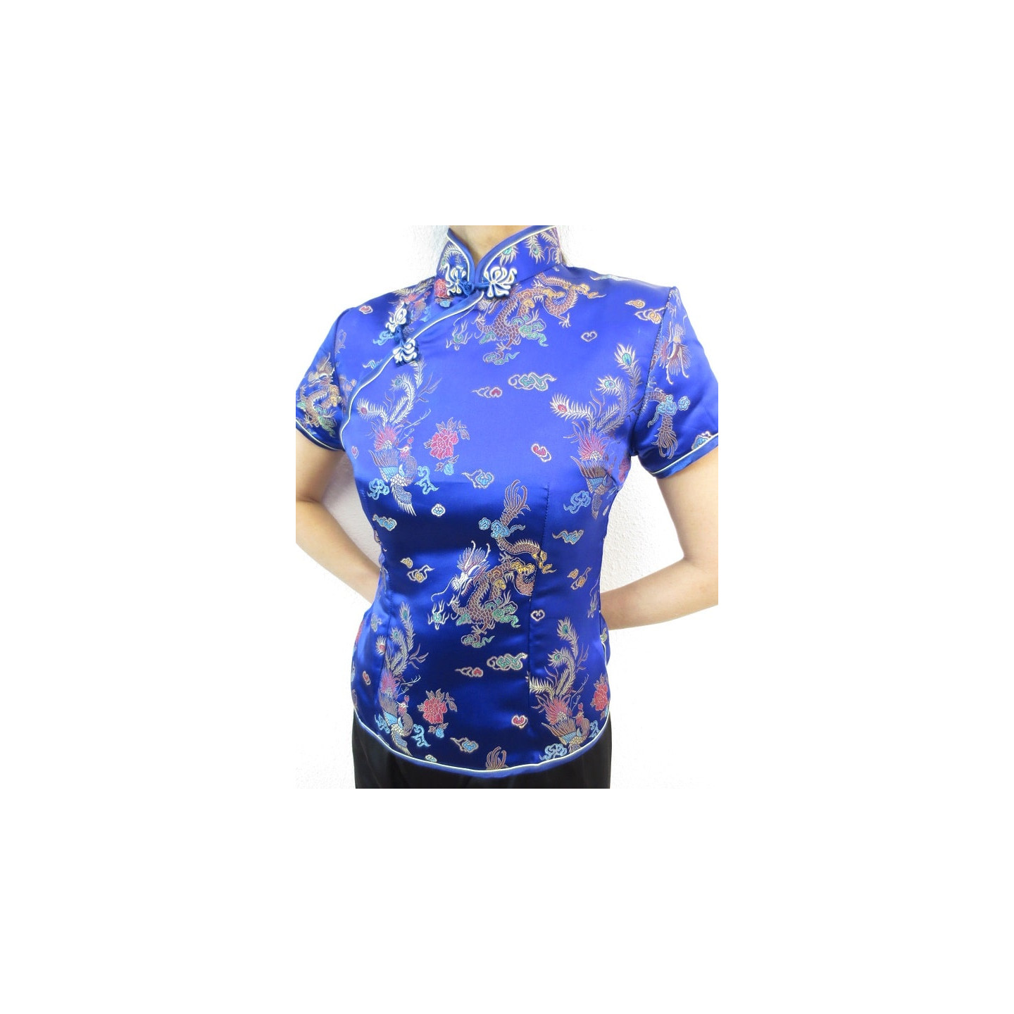 Shanghai blouse dragon/phoenix blue