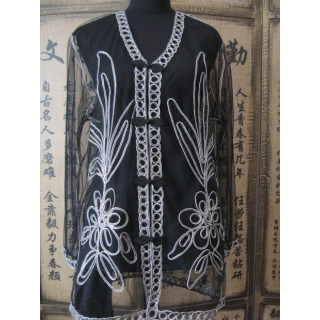 Transparent blouse with flower