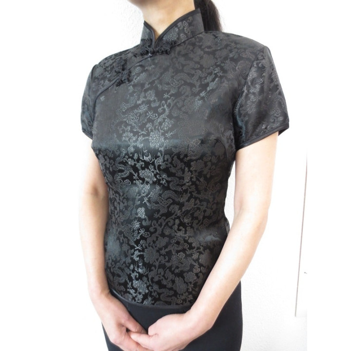 Shanghai blouse dragon black