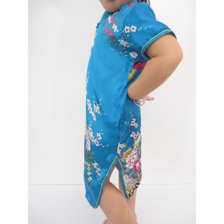 Girls Dress flowers turquoise