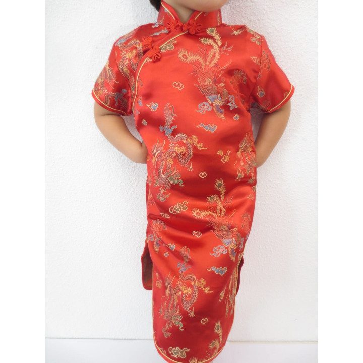 Girls Dress dragon phoenix red