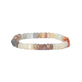 Bracelet pierre de lune multicolore à facette qualité A... | Pieralune
