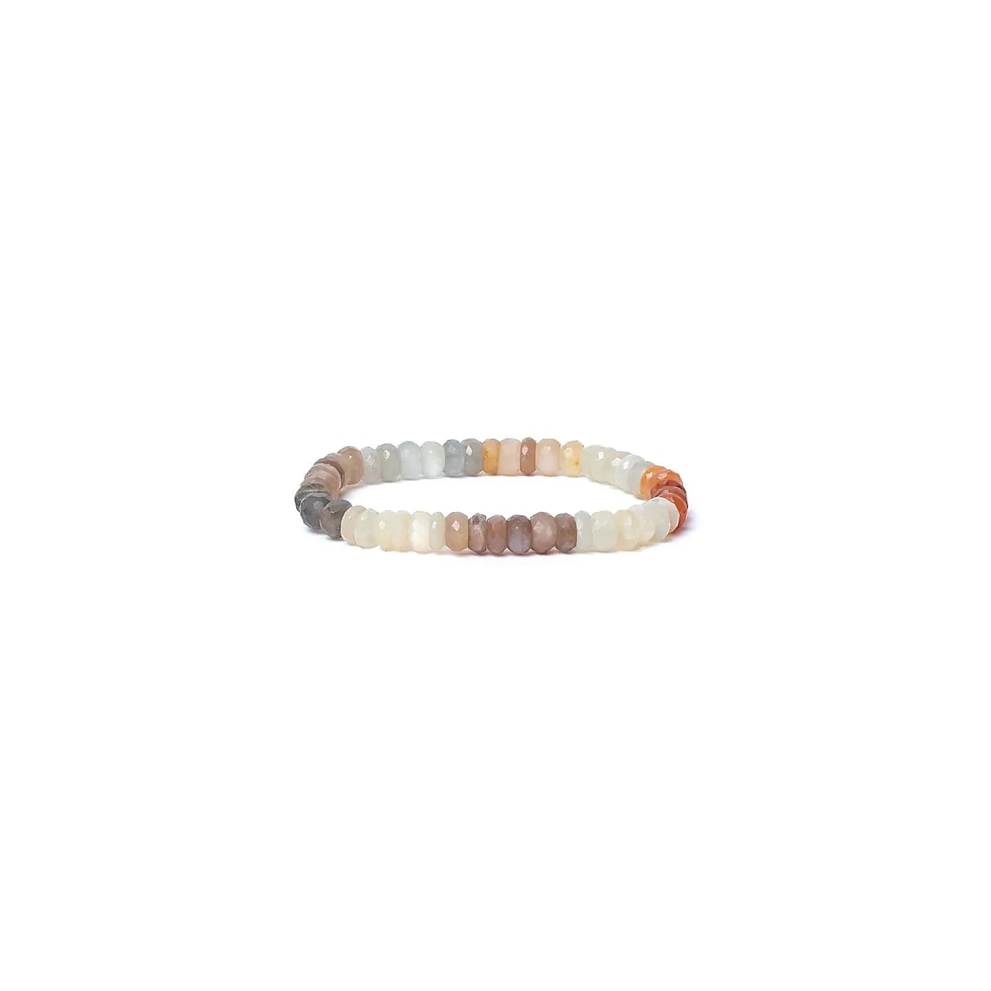 Bracelet pierre de lune multicolore à facette qualité A... | Pieralune