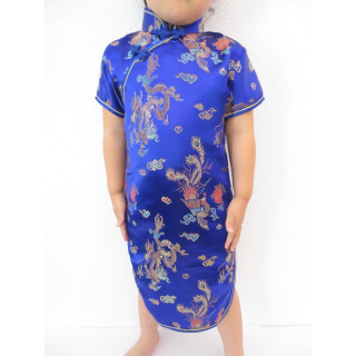 Girls Dress dragon phoenix dark blue