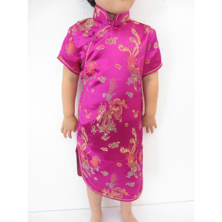 Girls Dress dragon phoenix fuchsia