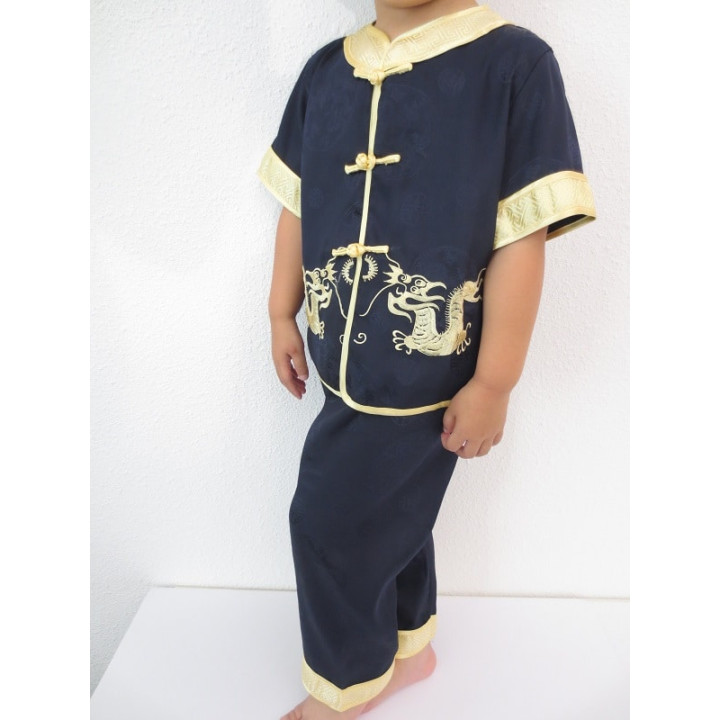 Kid suit with dragon d.blue